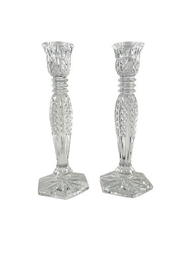 PAIR OF WATERFORD BETHANY CANDLESTICKS 3721ca