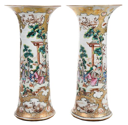 PAIR OF CHINESE PORCELAIN GU FORM