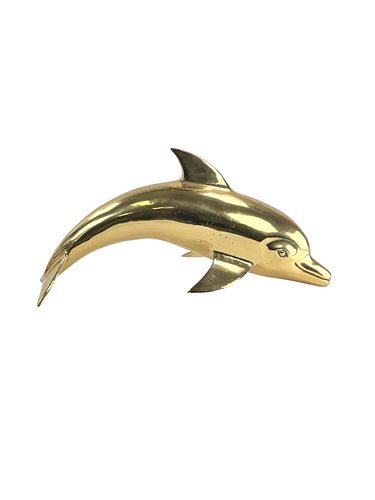 VINTAGE LARGE HEAVY BRASS DOLPHIN