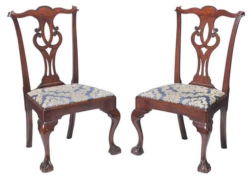 PAIR PHILADELPHIA CHIPPENDALE WALNUT