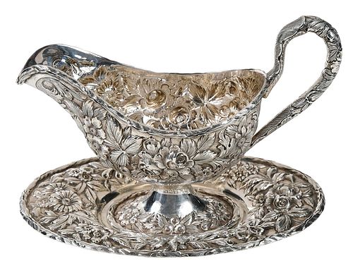 KIRK REPOUSSE STERLING GRAVY BOAT 3722a7