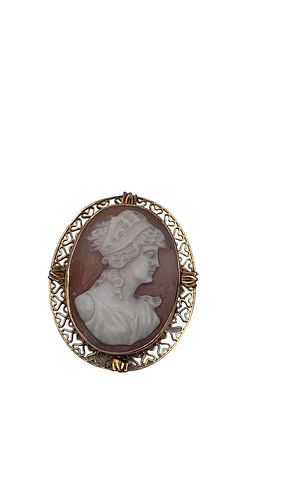 CAMEO BROOCH PIN/PENDANT IN 14K