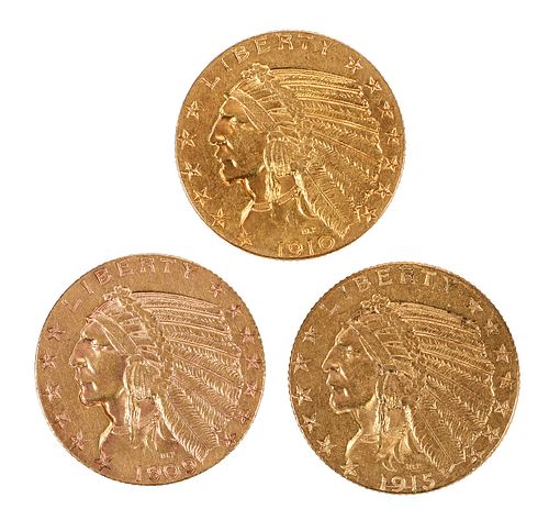 THREE U S 5 GOLD COINShalf eagle 372360
