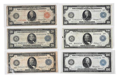 GROUP OF SIX 1914 FEDERAL RESERVE 37235c