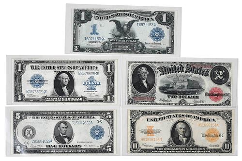 GROUP OF FIVE CURRENCY NOTES1899 black