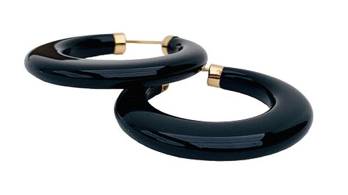 14K ONYX HOOP EARRINGS14K Onyx 372396