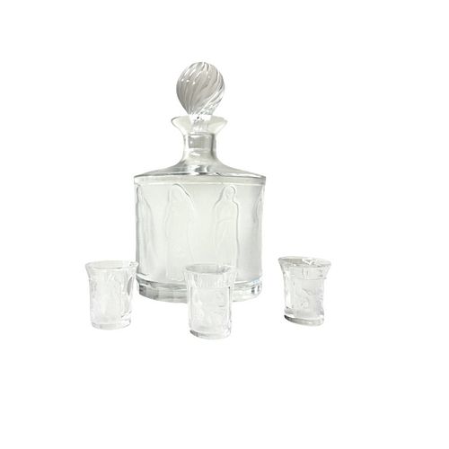 LALIQUE CRYSTAL DECANTER AN 3 SMALL