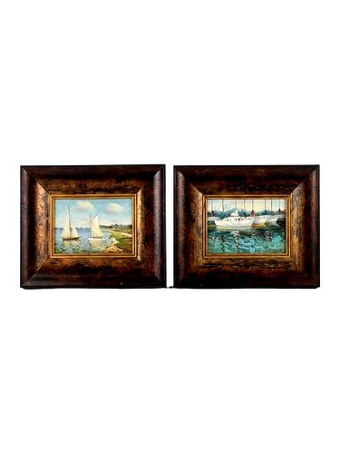 PAIR OF MINI OIL ON BOARD SEASCAPES 372420
