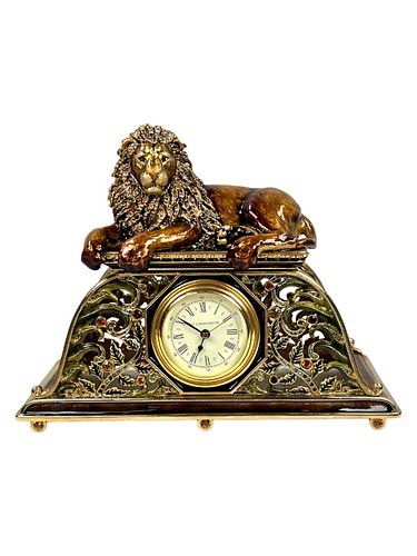 JAY STRONGWATER JEWELED LION CLOCK