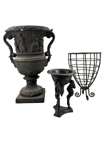 VINATGE PAIR OF 3 URNS/ GARDEN