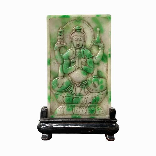 CHINESE GREEN WHITE JADEITE GANESHA 372435