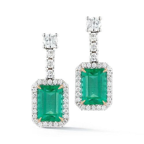 COLOMBIAN EMERALD AND DIAMOND EARRINGCOLOMBIAN 372439