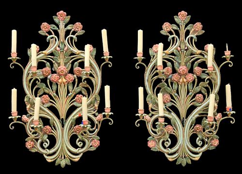A PAIR OF BAROQUE STYLE POLYCHROME 374c42