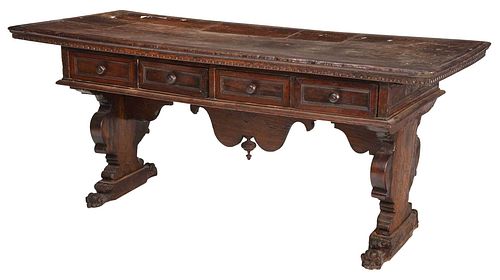 ITALIAN BAROQUE WALNUT TRESTLE 374c51