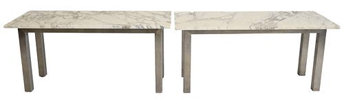 PAIR OF CONTEMPORARY MARBLE TOP