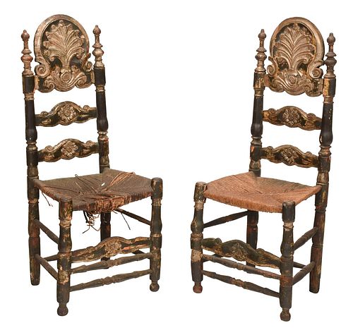 PAIR VENETIAN BAROQUE POLYCHROMED