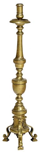 OVERSIZE ITALIAN BRONZE FLOOR CANDLESTICK19th