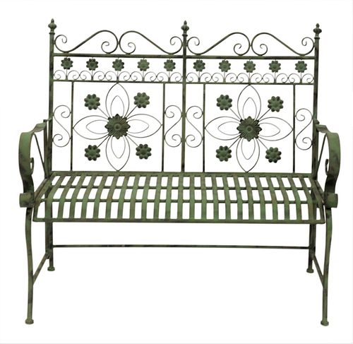 METAL BENCH WITH FLORAL BACKMetal 374c7d