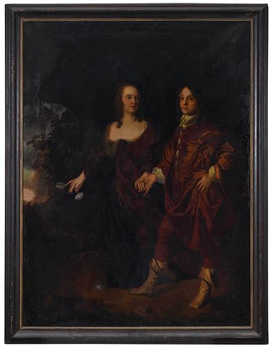 DUTCH SCHOOL DOUBLE PORTRAIT(19th