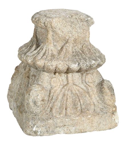 EARLY CARVED FIGURAL MARBLE CAPITALpossibly 374cc0