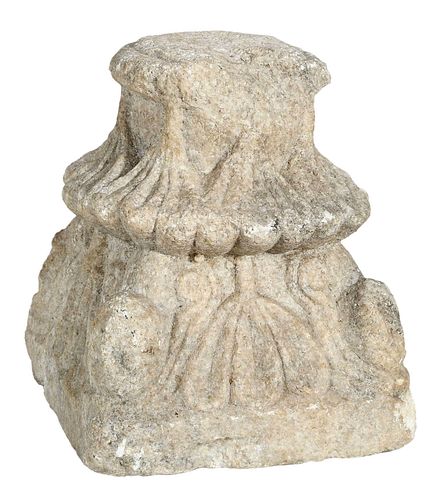 EARLY CARVED FIGURAL MARBLE CAPITALpossibly