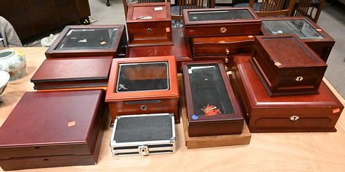 LARGE GROUP OF WOOD DISPLAY BOXESLarge