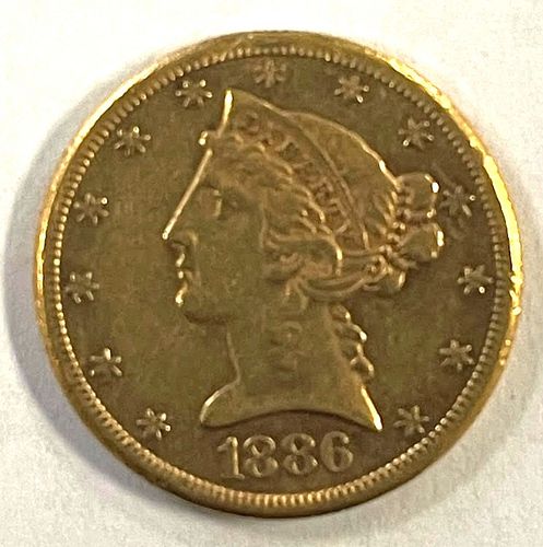 1886 S FIVE DOLLAR GOLD LIBERTY 374db4