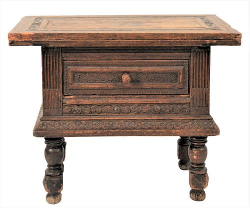 JACOBEAN STYLE CARVED OAK TABLE CABINET 374df0