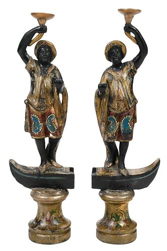 PAIR CARVED AND PAINTED VENETIAN