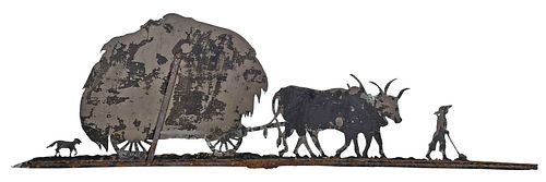 SHEET COPPER WEATHERVANE OXEN PULLING 374ea1