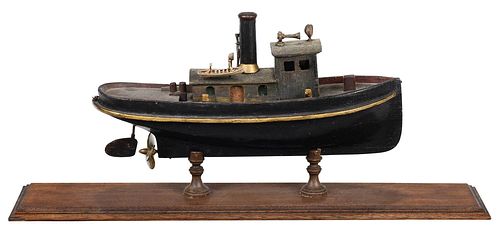 FOLK ART STEAM TUG SHIP MODELearly