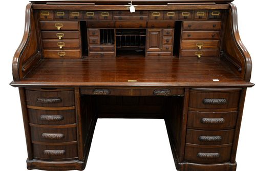 VICTORIAN MAHOGANY S ROLL TOP DESKVictorian