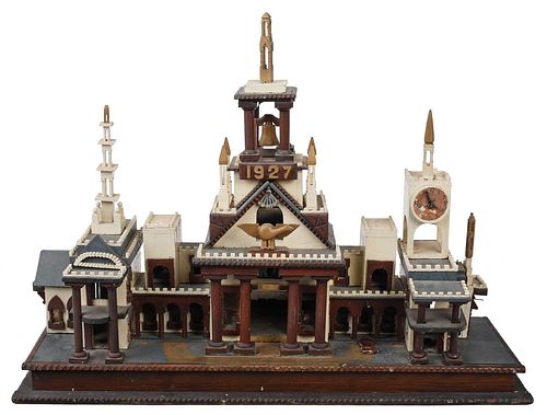 WOODEN FOLK ART BUILDING MODELAmerican,