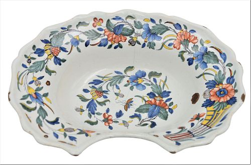 ROUEN FAIENCE OVAL BARBER'S BOWLRouen