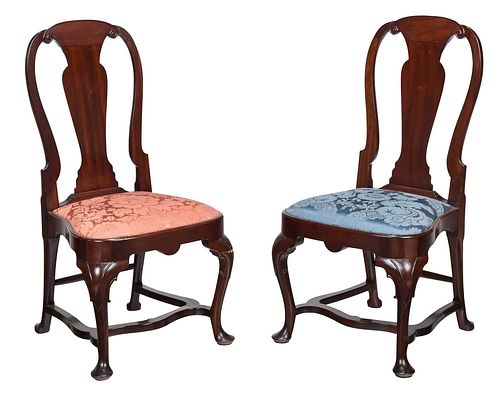 PAIR BOSTON QUEEN ANNE STYLE MAHOGANY