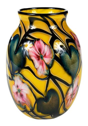 CHARLES LOTTON FLORAL GLASS VASE21st 374f4b