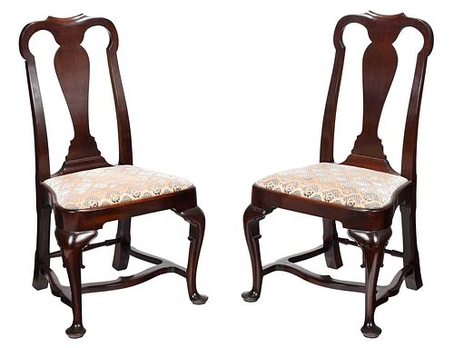 PAIR BOSTON QUEEN ANNE STYLE MAHOGANY