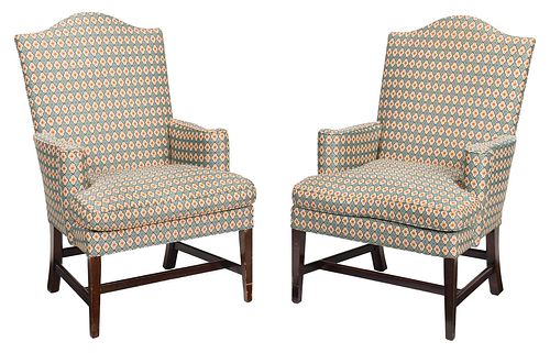 PAIR OF MAHOGANY UPHOLSTERED ARMCHAIRS20th 374f63