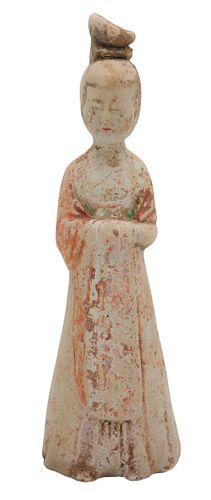 CHINESE PAINTED POTTERY FIGURE