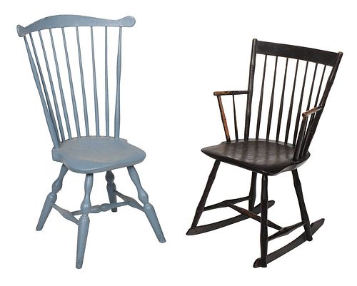 TWO PERIOD AMERICAN WINDSOR CHAIRS18th 19th 374f75