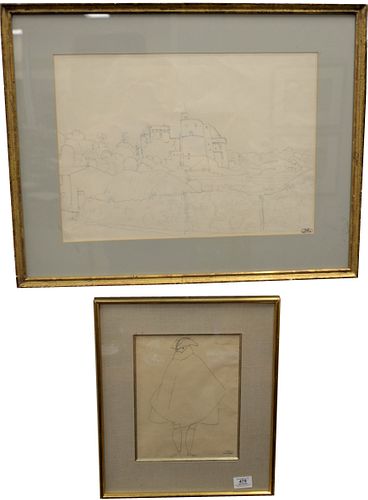 TWO FRAMED PENCIL ON PAPER DRAWINGS 374fc0