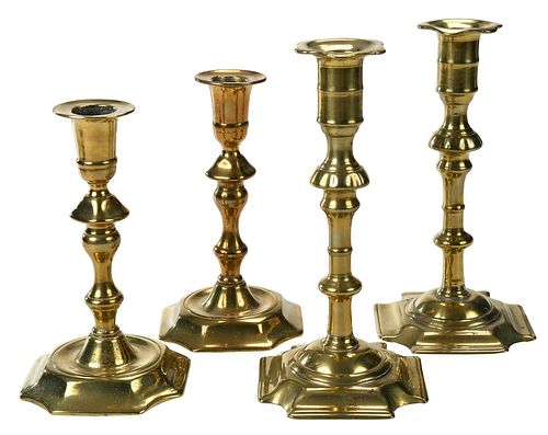 GROUP OF FOUR BRASS CANDLESTICKSBritish  374fec