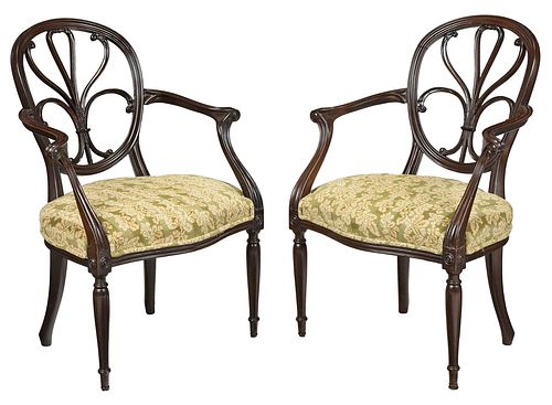 PAIR GEORGE III STYLE CARVED MAHOGANY 374ffd