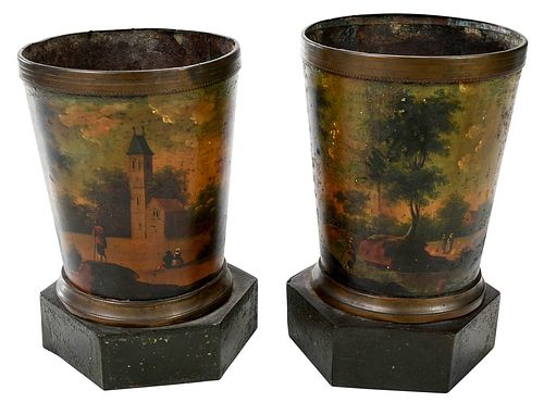 PAIR OF BRITISH HAND PAINTED TOLE