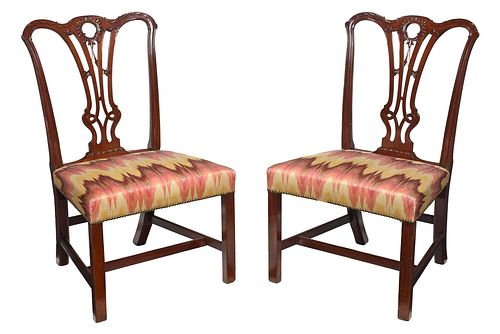 PAIR CHIPPENDALE CARVED MAHOGANY