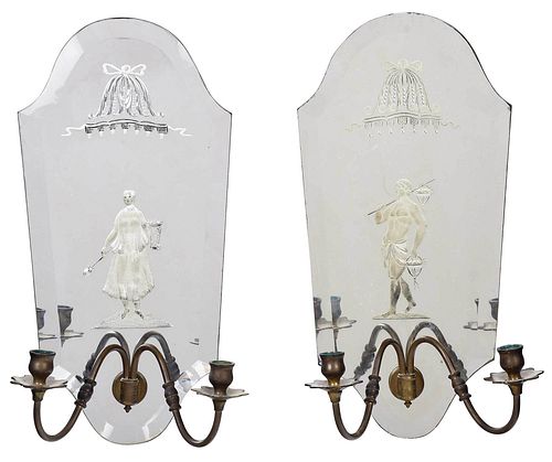 PAIR NEOCLASSICAL STYLE GLASS AND 375060