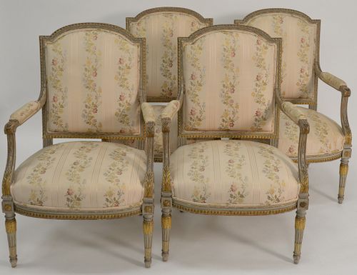 SUITE OF FOUR LOUIS XVI STYLE UPHOLSTERED 37509f