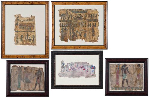 FIVE EGYPTIAN PAINTINGS ON CLOTHone