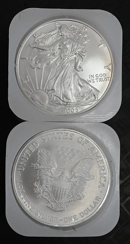 TWO ROLLS OF 20 2005 1OZ SILVER 3750f7