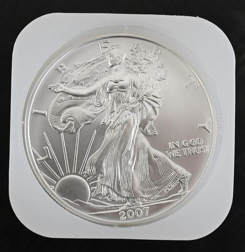 ROLL OF 20 2007 1OZ SILVER AMERICAN 3750fe